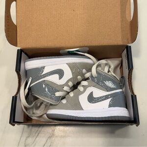 Jordan Kids Gray and White Sneakers